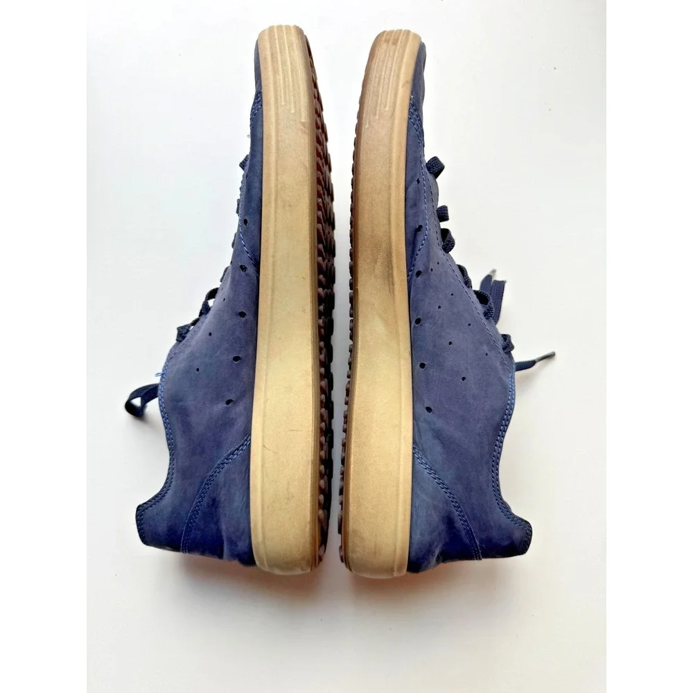 ECCO Soft 7 Sneaker Mens Size 12.5 Navy Blue Leather Low Top Nubuck Casual